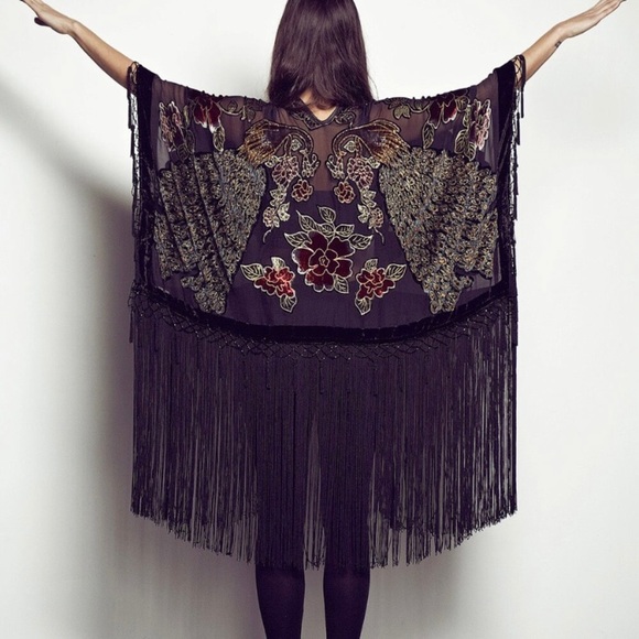 Hand crafted Boho Peacock Tassel Fringe Kimono - Picture 2 of 14